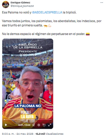 Enrique Gómez apostó nuevamente por Abelardo de la Espriella como líder de la “patria milagro” - crédito @Enrique_GomezM/X