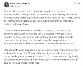 Irene Vélez, ministra encargada de