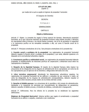 La Ley 675 de 2001 estableció el régimen de propiedad horizontal de Colombia - crédito Presidencia de Colombia
