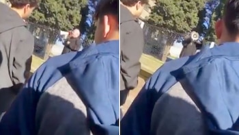 Video: el director de un secundario increpó con un megáfono a sus estudiantes por hacer batallas de farmear aura