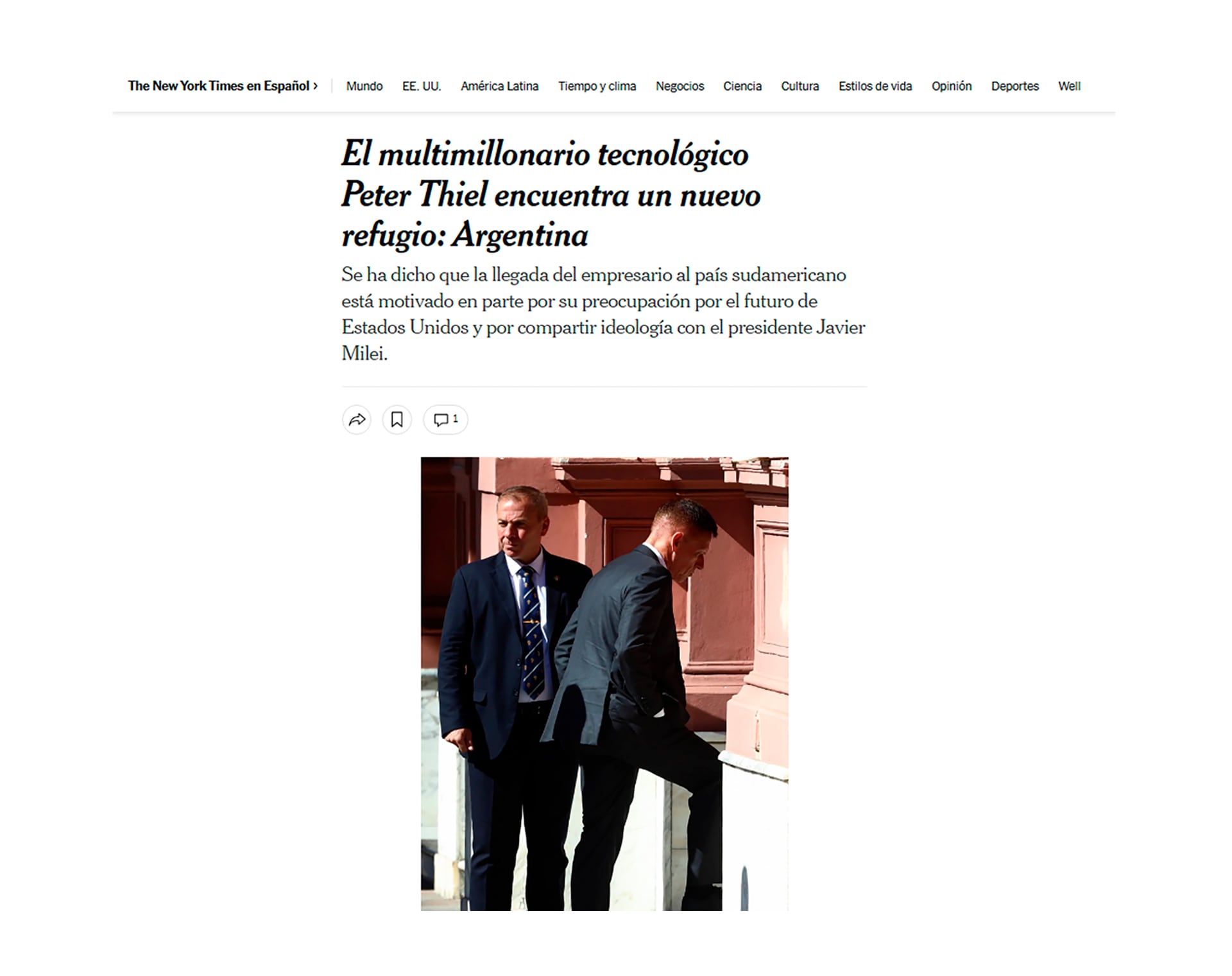 El multimillonario tecnológico Peter Thiel llega a Argentina, motivado por su preocupación por EE. UU. y su afinidad ideológica con el presidente Javier Milei.