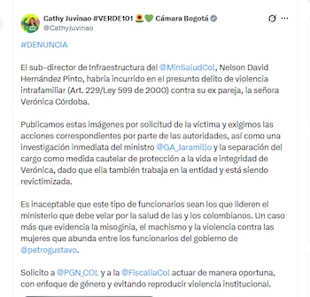 Catherine Juvinao expuso denuncia de