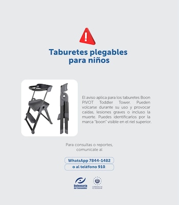 Los taburetes plegables fueron retirados por inestabilidad y peligro de volcadura durante el uso. (Cortesía: Defensoría del Consumidor)