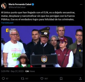 Post de María Fernanda Cabal