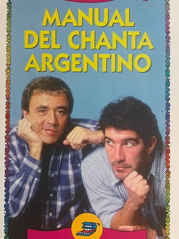 Portada con el título Manual del chanta argentino y una foto de Pablo Granados y Pachu Peña sobre un fondo azul