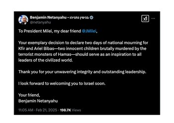 Benjamin Netanyahu le agradeció a