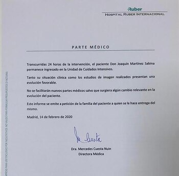 El segundo parte médico de