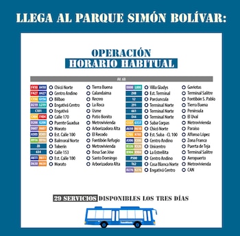 Infografía sobre la operación extendida de rutas de transporte en cuatro estaciones para el sábado 10 de octubre
