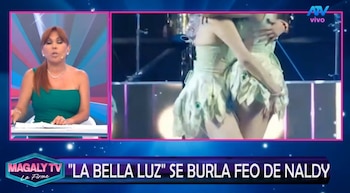 Magaly Medina deja entrever supuestas burlas tras polémica escena de integrantes de La Bella Luz sobre Naldy Saldaña. Captura: Magaly TV La Firme.