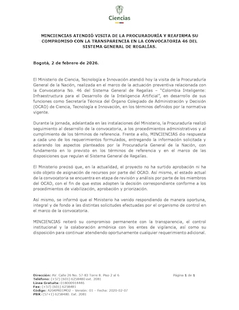 El Ministerio de Ciencia y