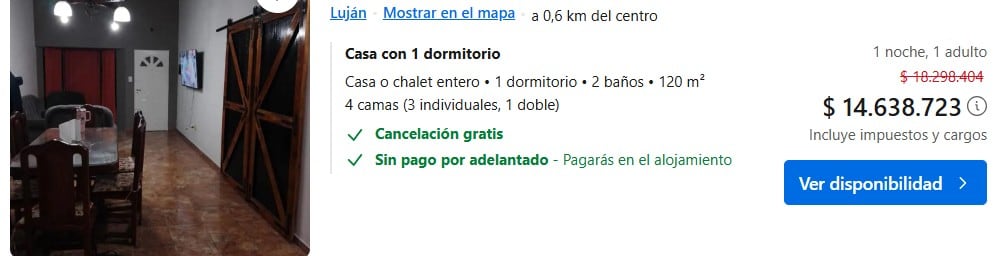 Hay casas que se ofrecen por más de 14 millones de pesos, y jardines en los que instalar una carpa por 366.000 pesos.