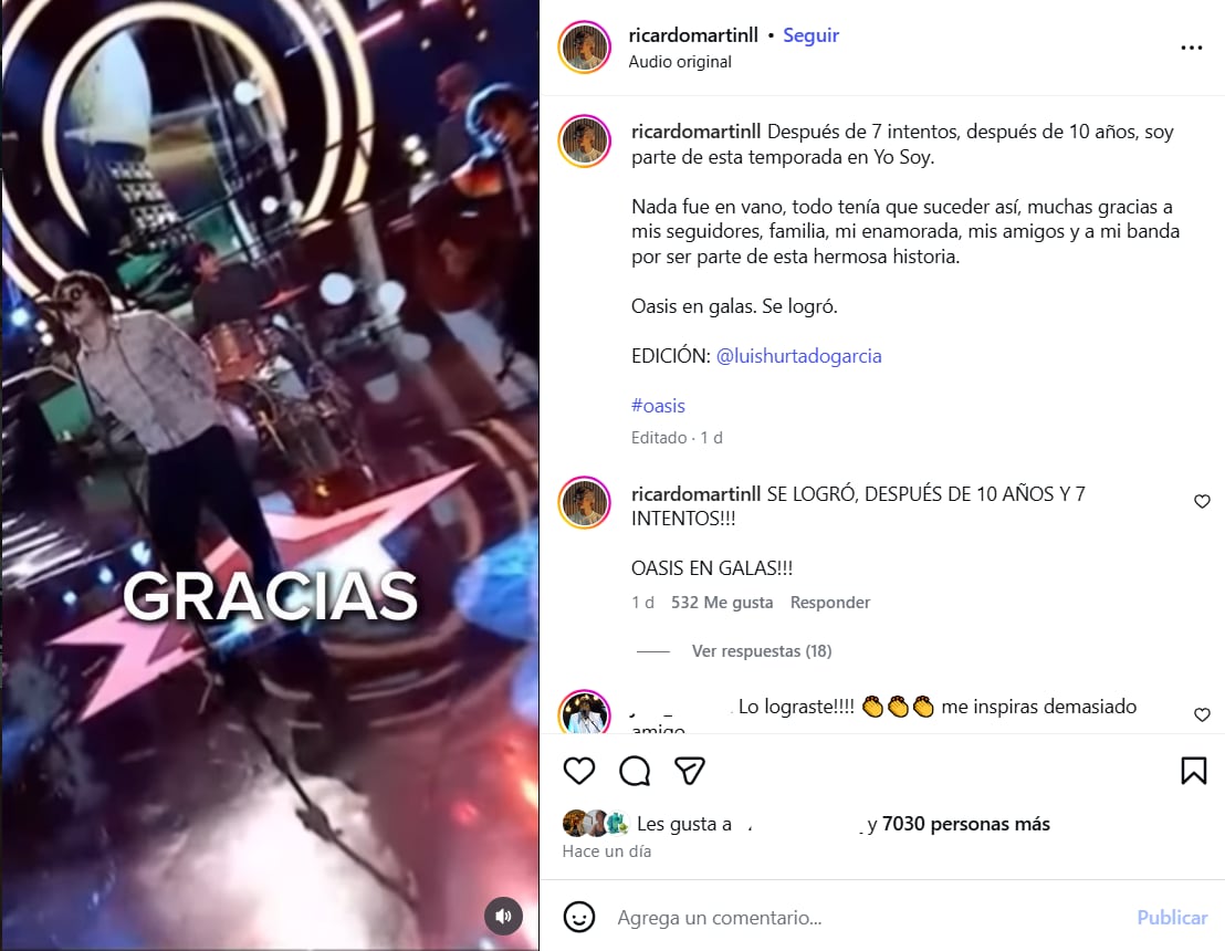 Ricardo Escuza es ejemplo de constancia en la música peruana al cumplir el sueño de rendir homenaje a Oasis en las galas de ‘Yo Soy’.
