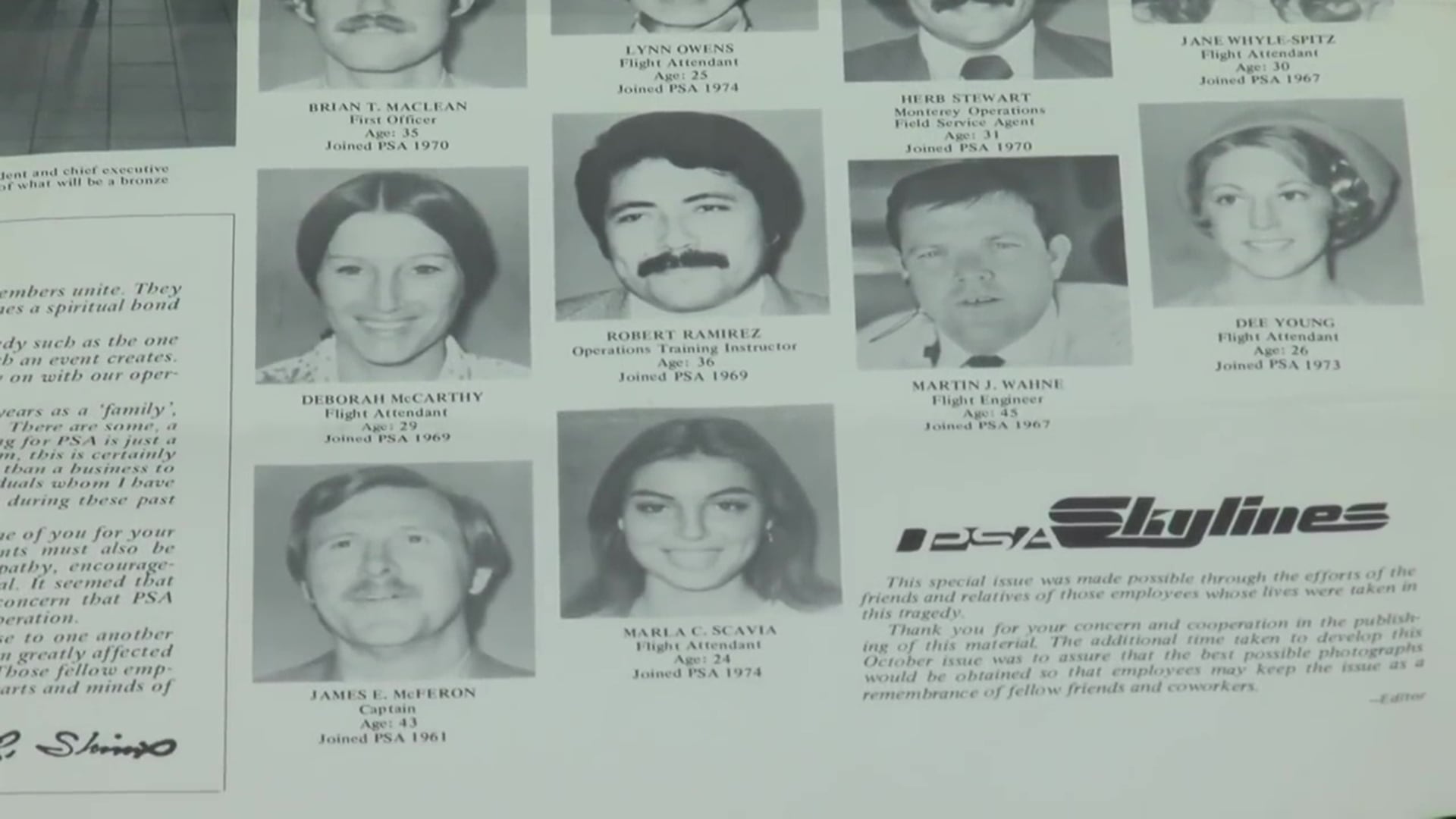 Algunas de las víctimas de la tragedia de PSA Airlines