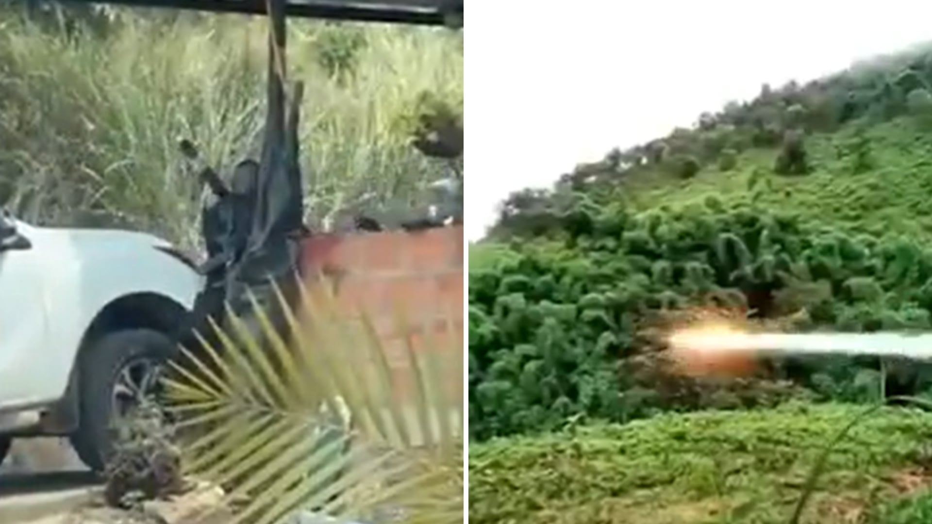 Un video que circula en redes muestra a presuntos miembros de las disidencias de las Farc portando un lanzamisiles. Posteriormente, se observa el disparo de un proyectil en una zona montañosa - crédito cortesia