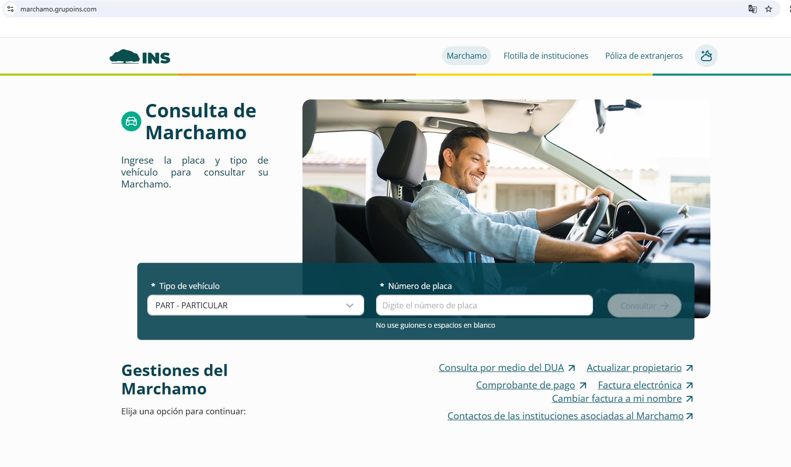 El INS reporta 1.943.587 derechos de circulación pendientes de pago para este período y la mora también genera intereses y recargos por rubro (Portal oficial INS)