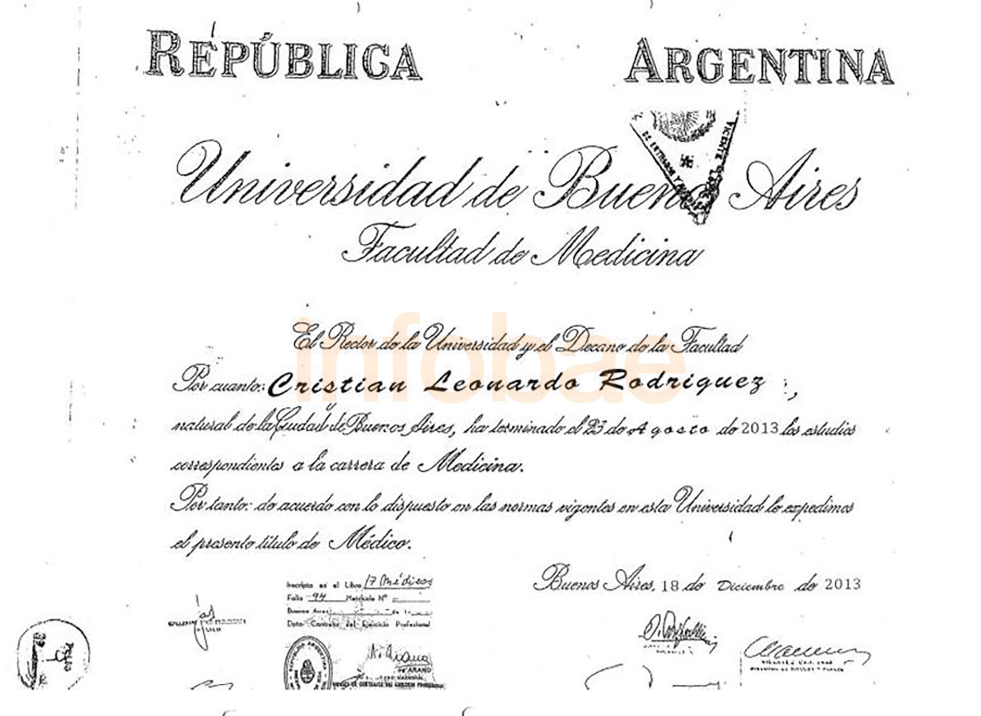 Rodríguez aseguraba haber estudiado en la UBA y falsificó un título