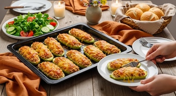 Cada porción de calabacines con