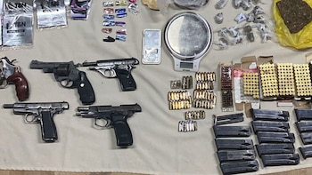 Armas y balas encontradas hoy