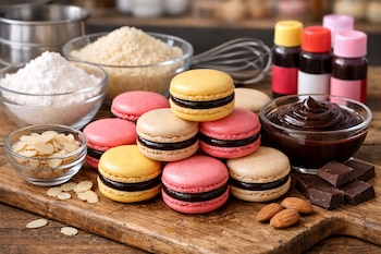 El clásico macaron de almendra resalta la tradición francesa con su equilibrio perfecto entre crocancia y suavidad (Imagen Ilustrativa Infobae)