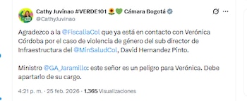 La congresista Catherine Juvinao informó