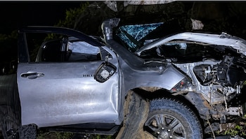El accidente más grave se registró en la pista de circunvalación de Río Blanco, cerca de la comunidad Martín Centeno, y involucró a un camión con insumos médicos y una camioneta Toyota Hilux. (Foto cortesía TN8)