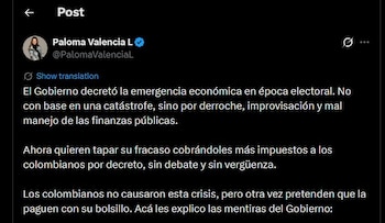 Paloma Valencia cuestionó los motivos