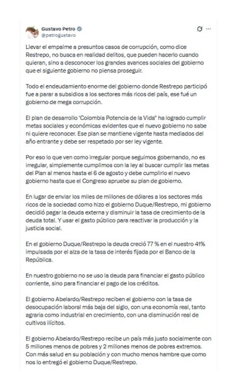 Gustavo Petro se refirió al empalme con el gobierno de Abelardo de la Espriella