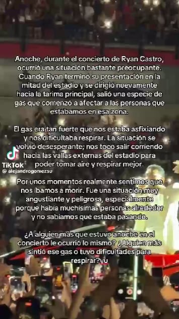 En redes sociales denunciaron que hubo una modalidad de robo en concierto de Ryan Castro en Bucaramanga - crédito @alejandrogomezsu/TikTok