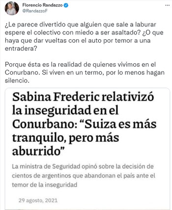 El tuit de Florencio Randazzo