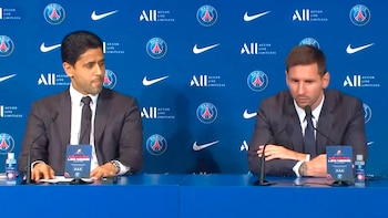 Messi junto a Nasser Al-Khelaifi,