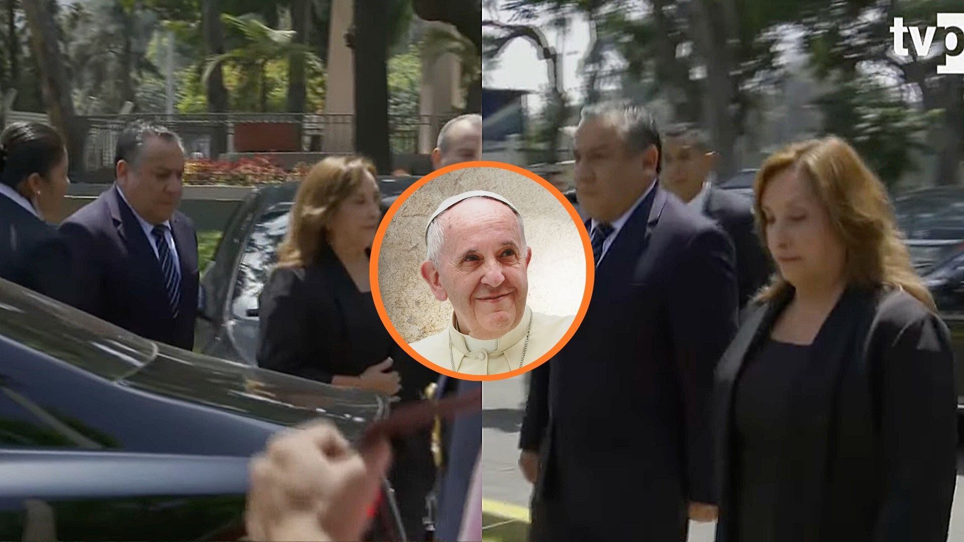 Presidenta y premier llegaron a la misión diplomática del Vaticano ante el fallecimiento de sumo pontífice. Foto: captura de pantalla/TV Perú