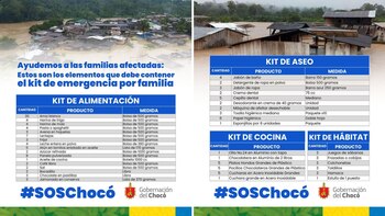 Ayudas Humanitarias para los damnificados en Chocó - crédito Gobernación del Chocó