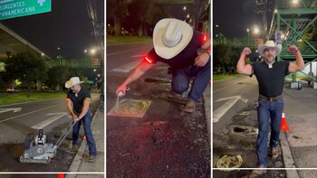 Tras su éxito en Nuevo León, el influencer comenzará a documentar y tapar baches en distintos puntos de la capital. (TikTok / @manuelcantunl)