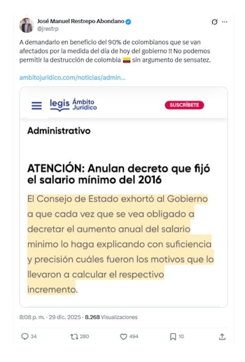 Con este mensaje en X,