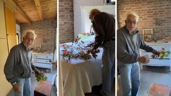 El hombre, junto a su