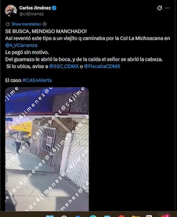 Las imágenes del ataque se difundieron ampliamente y generaron indignación entre internautas. (X @c4jimenez)