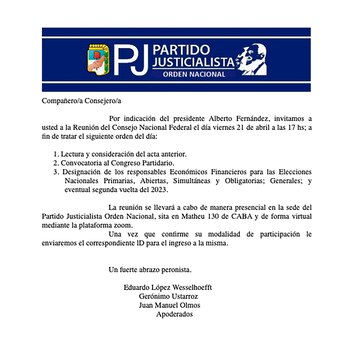 La invitación que les llegó