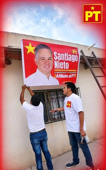 MC denuncia campaña adelantada de Santiago Nieto en Querétaro. (Foto: Laura Ballesteros)
