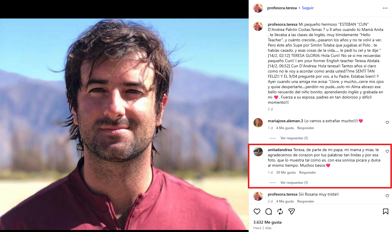 El mensaje de Teresa Abdala y la respuesta de Ana, hermana de Cun D`Andrea