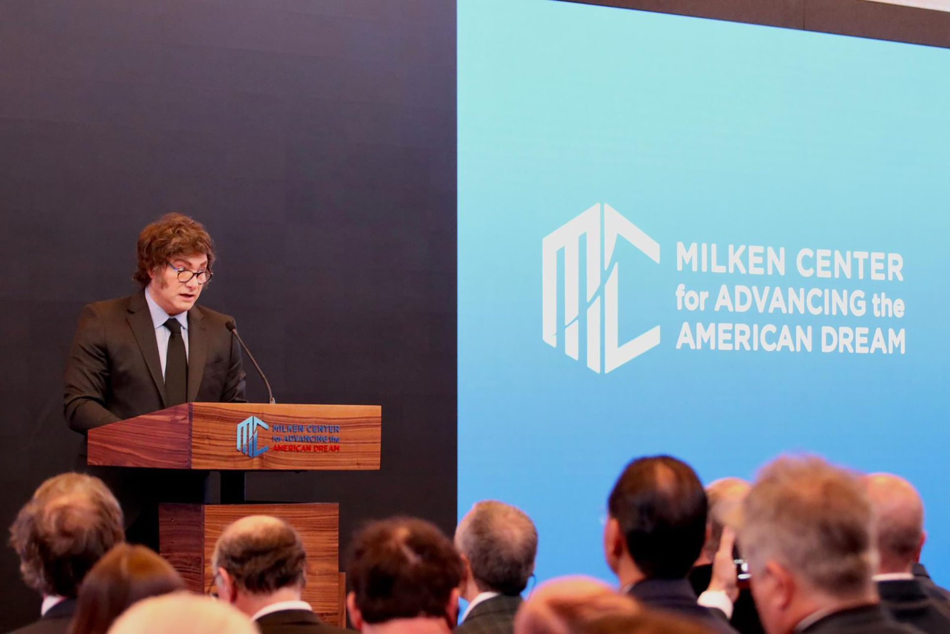 El presidente Javier Milei en el Instituto Milken en 2025