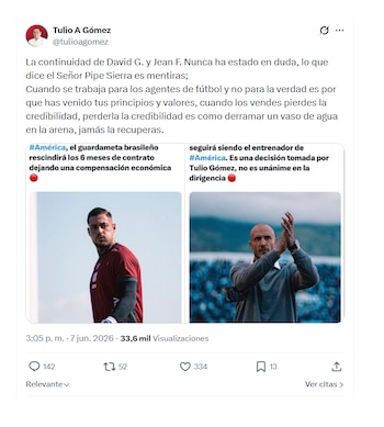 Tulio Gómez y sus señalamientos a Pipe Sierra