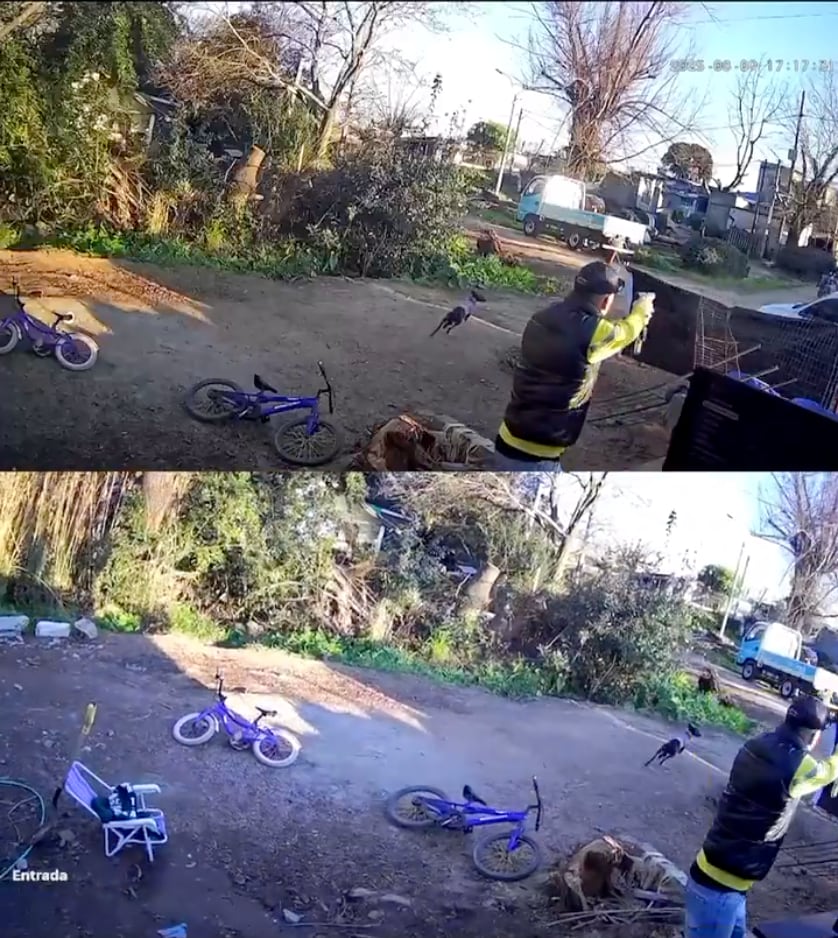 El policía disparando en el doble crimen en Uruguay