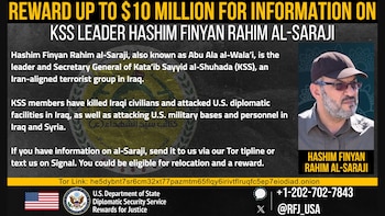 EEUU ofrece una recompensa de 10 millones de dólares por el líder de un grupo vinculado a Irán en Irak