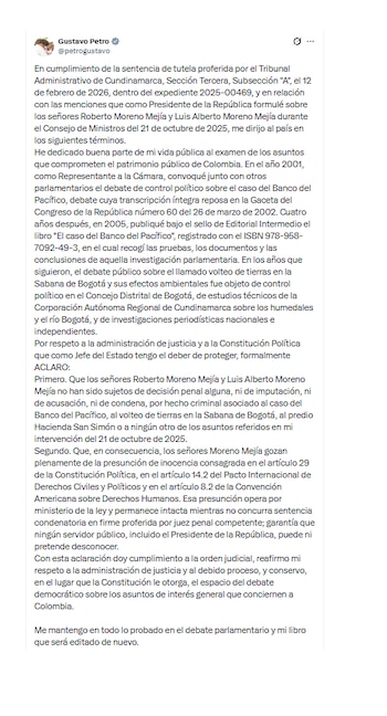 Gustavo Petro se retractó a su modo de señalamientos a los hermanos Moreno