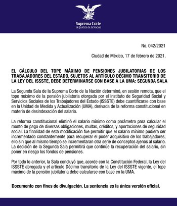 Comunicado de la SCJN (Foto: