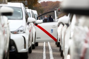 Taxistas en una parada de Madrid (REUTERS/Sergio Perez)