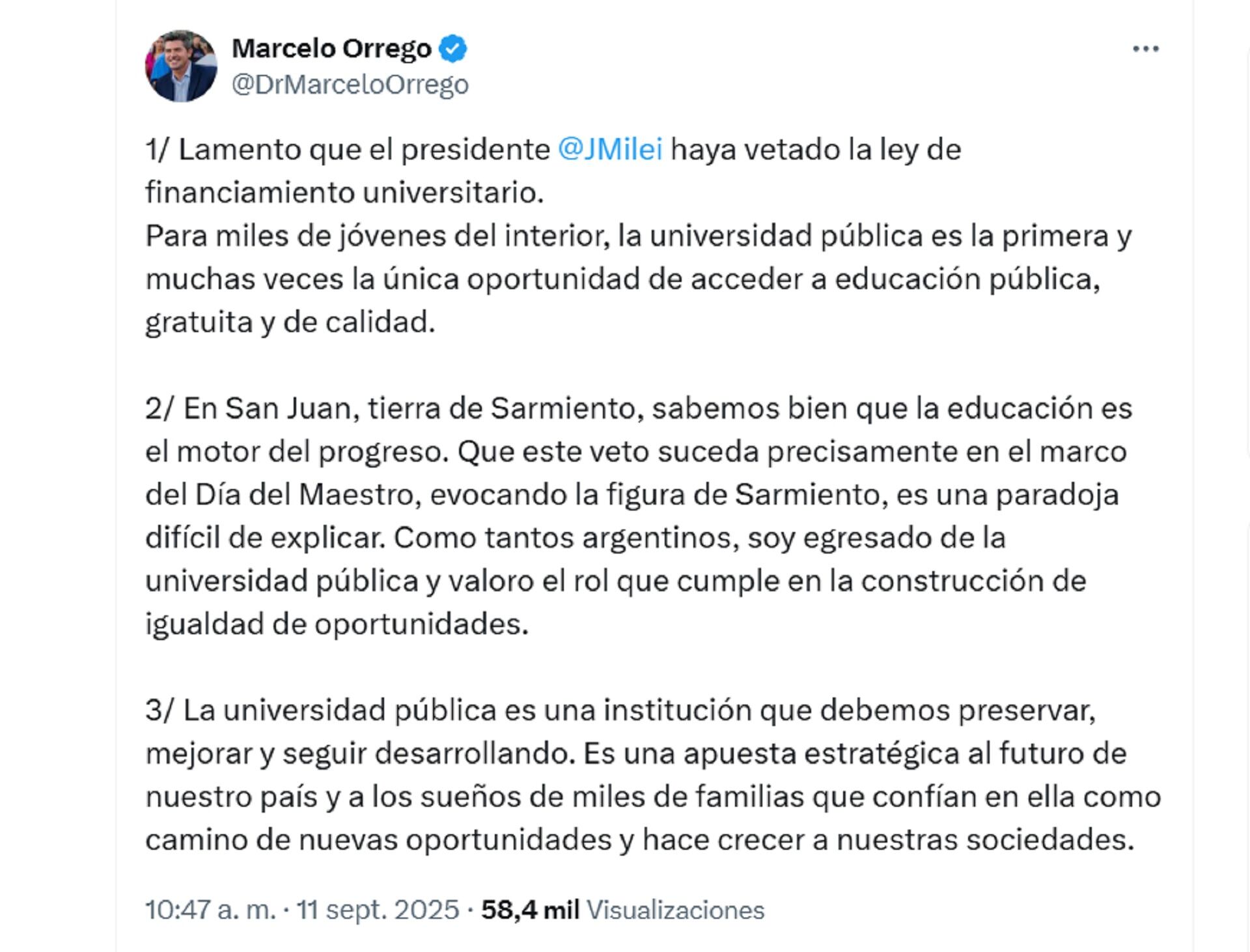 Marcelo Orrego, de San Juan