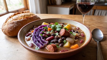 Receta de porotos con repollo morado, rápida y fácil