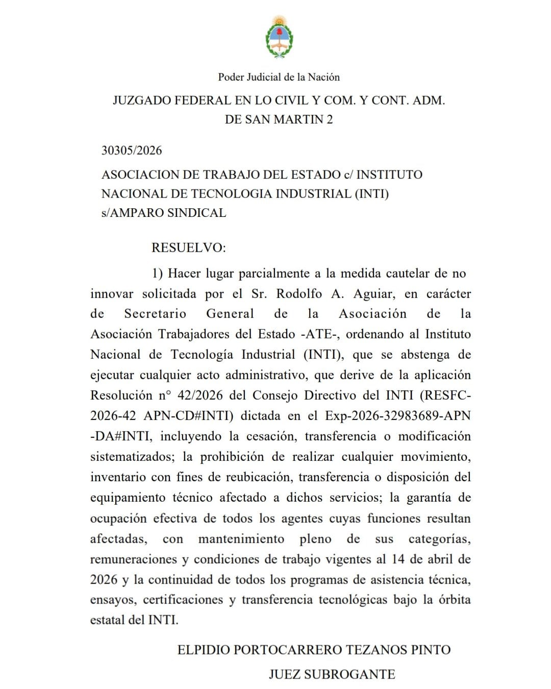 El fallo judicial que favoreció el reclamo de la ATE (X: @rodoaguiar)