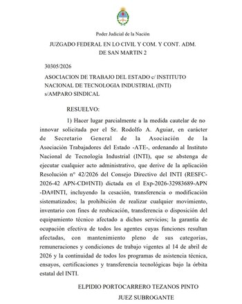 El fallo judicial que favoreció el reclamo de la ATE (X: @rodoaguiar)